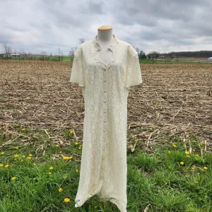 1990s ivory lace corset back romantic flowy sleeves fully lined wedding prom
