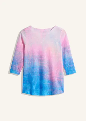 3/4 Sleeve Boat-Neck Top, Patina Finish