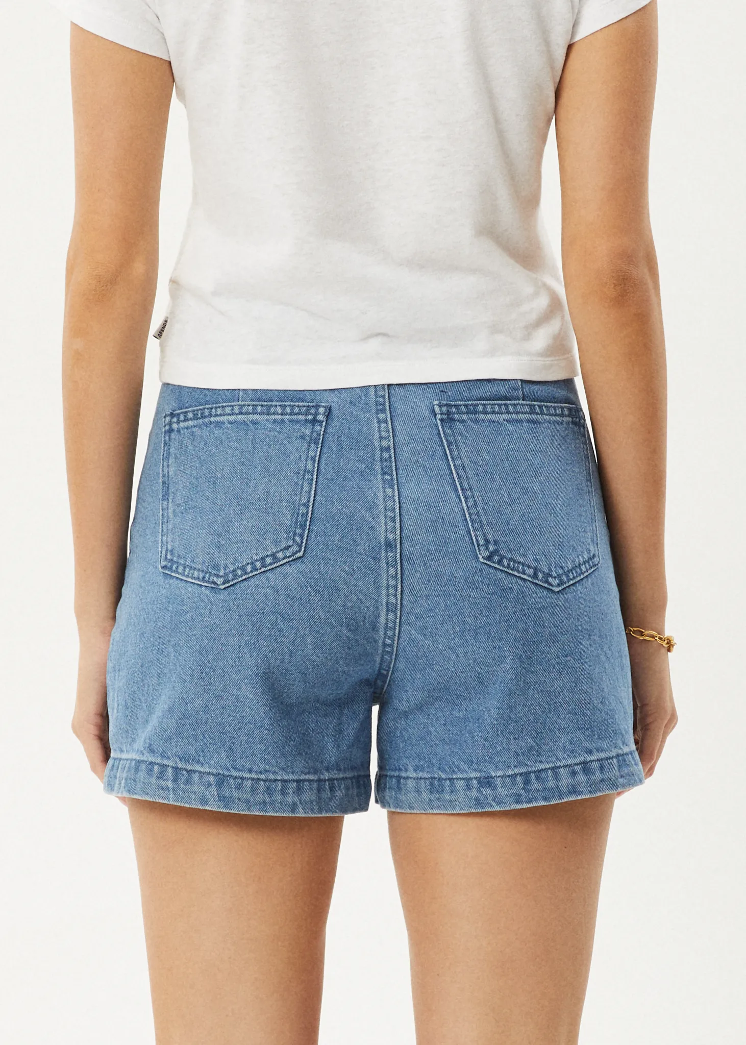 AFENDS Womens Seventy Threes - Denim Shorts - Stone Blue