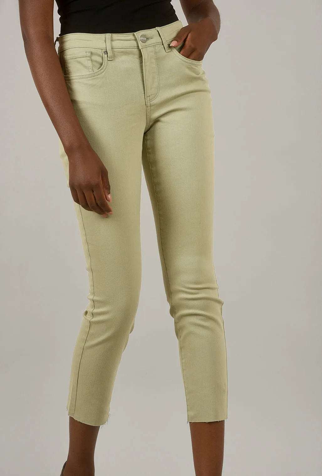 Alina Raw-Hem Skinny Denim, Bamboo