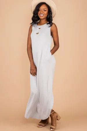 All Day Adventures Light Gray Tank Maxi Dress