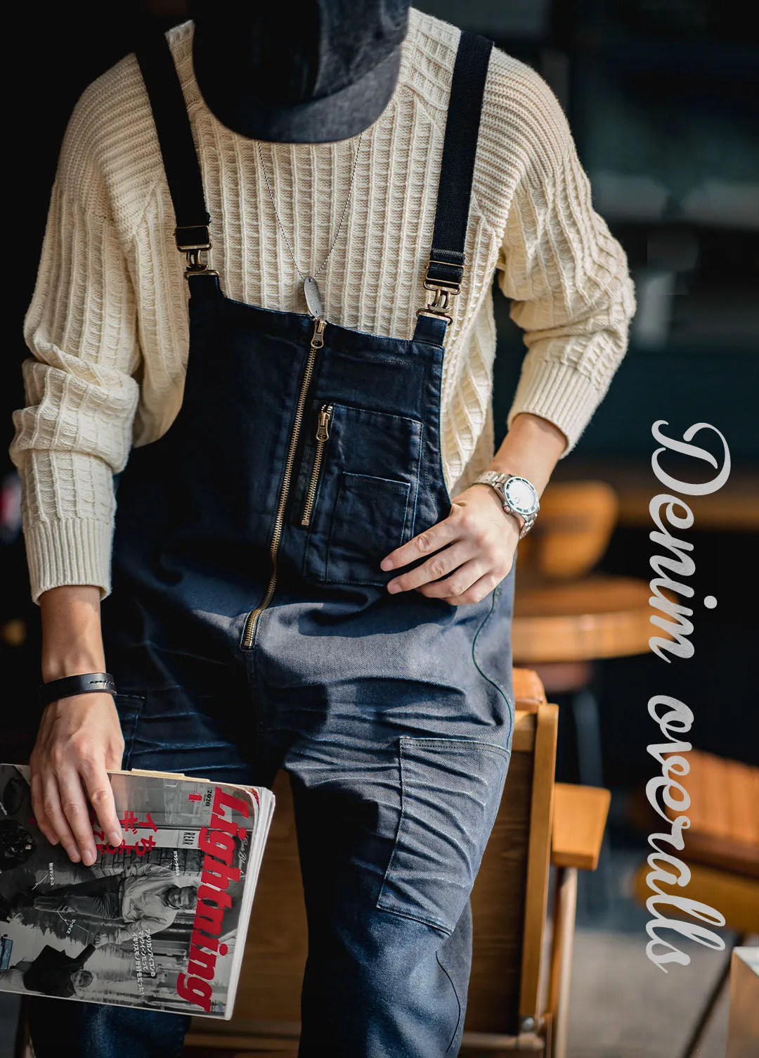 American Denim Deck Cat Whiskers Straight Men's Overalls