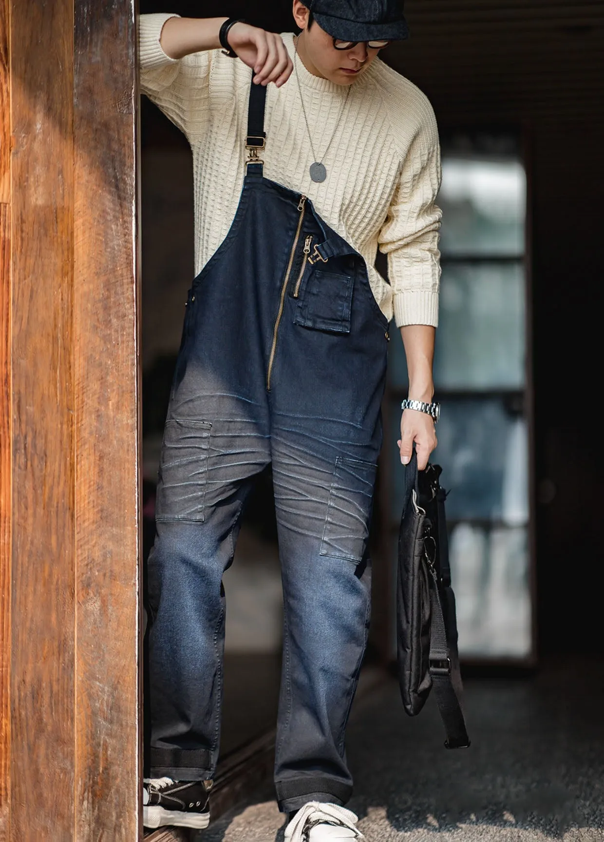 American Denim Deck Cat Whiskers Straight Men's Overalls