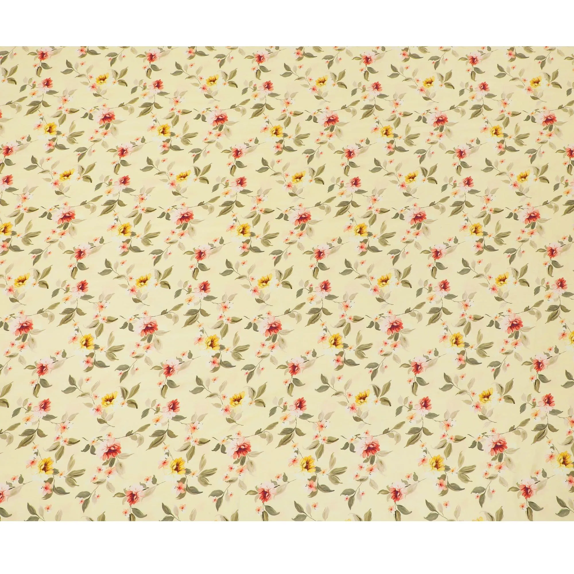 Banana yellow Premium pure silk crepe fabric with multicolor print in floral design-D13862