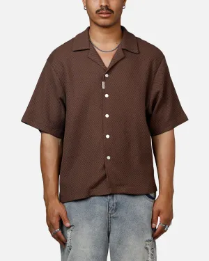 Banx Signature Waffle Button Up Shirt Brown