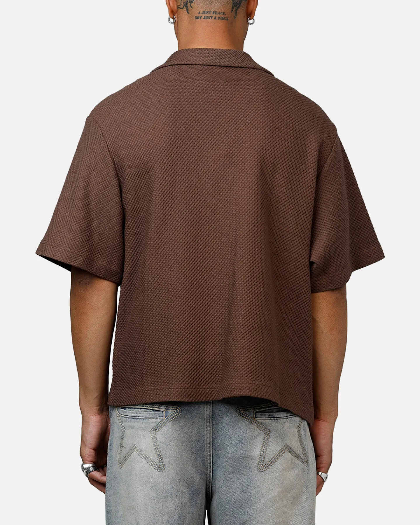 Banx Signature Waffle Button Up Shirt Brown