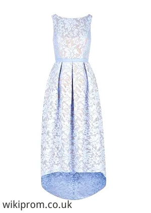 Bateau Sleeveless Asymmetrical A-line/Princess Lace Bridesmaid Dresseses With Pleated Deja SWKP0025576