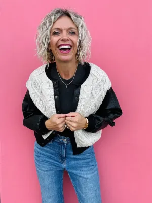 Black & Ivory Sweater Bomber
