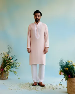 Blush Blossom Linen Georgette 
 Dori Kurta with Pure Cotton Narrow Pants