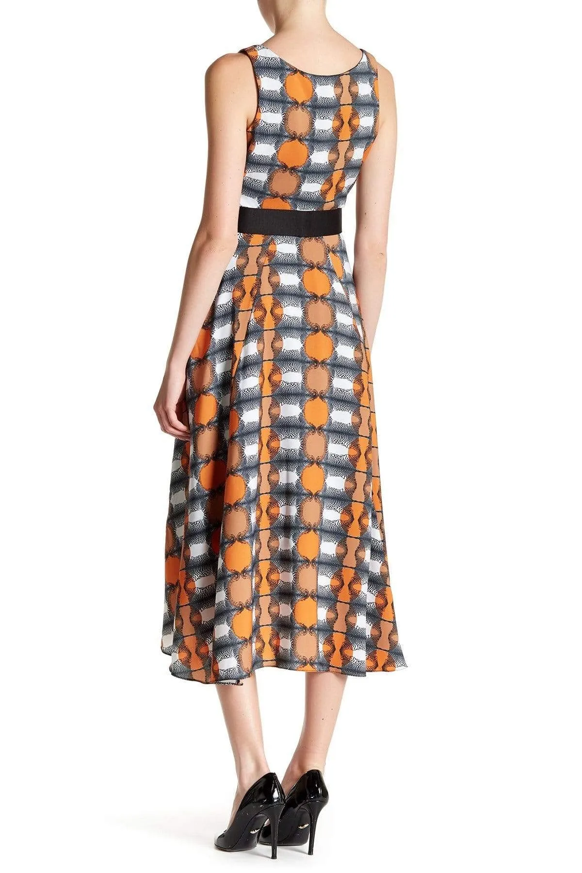Camille Dress - Orange/Navy