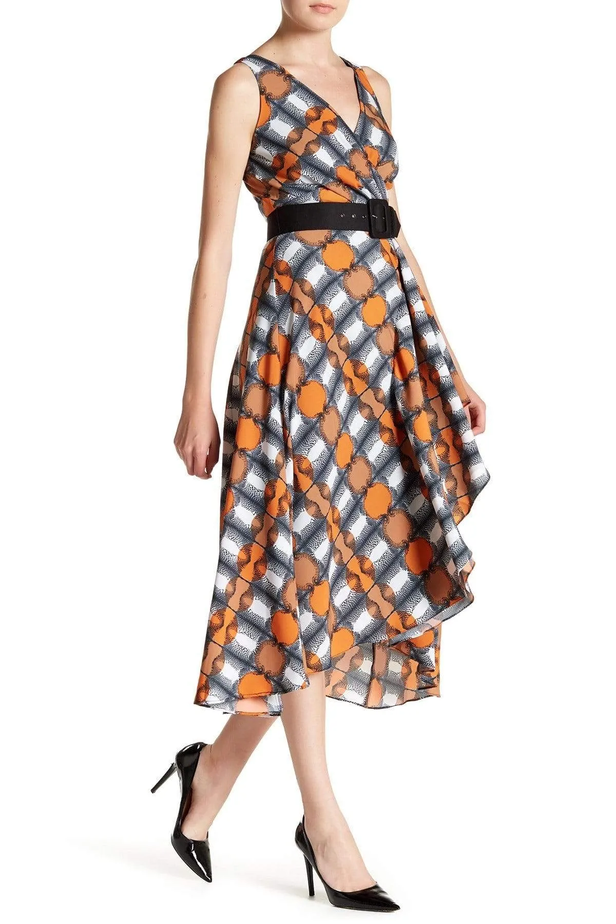 Camille Dress - Orange/Navy