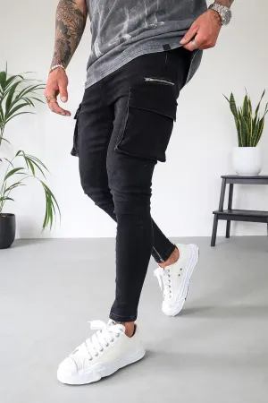 Cargo Utility Jeans - Black