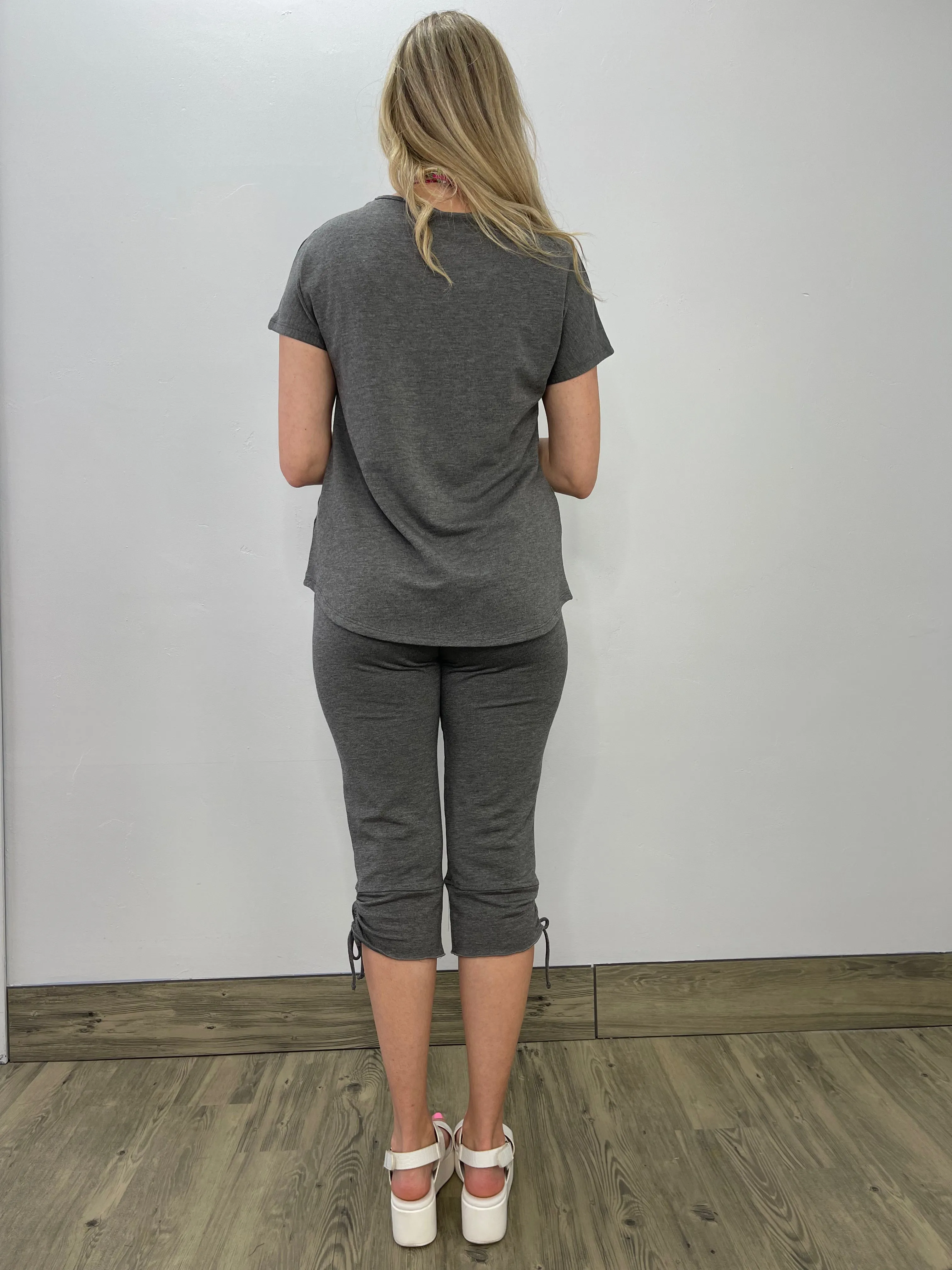Charcoal Short Sleeve Bamboo French Terry Basic Tee