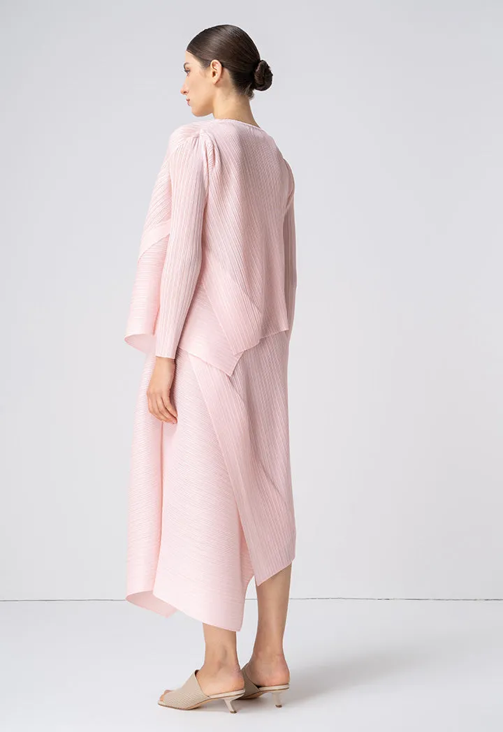 Choice Asymmetrical Pleated Blouse Pink