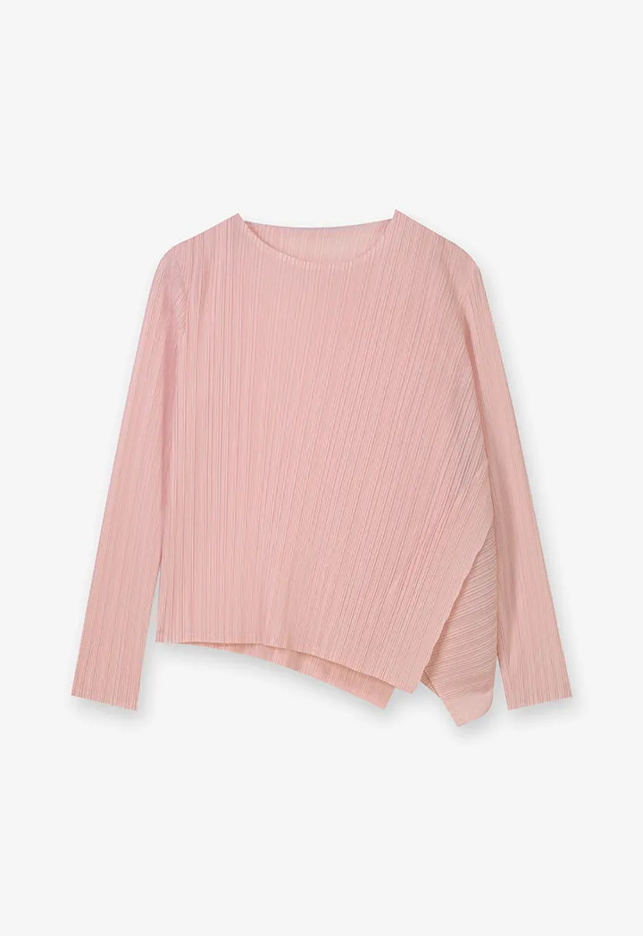 Choice Asymmetrical Pleated Blouse Pink