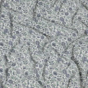 Classic English Garden Pure Silk Crepe Fabric - Delicate Floral Print, 110cm Width, Exquisite Indian Craftsmanship - Buy Online by the Meter-D18032