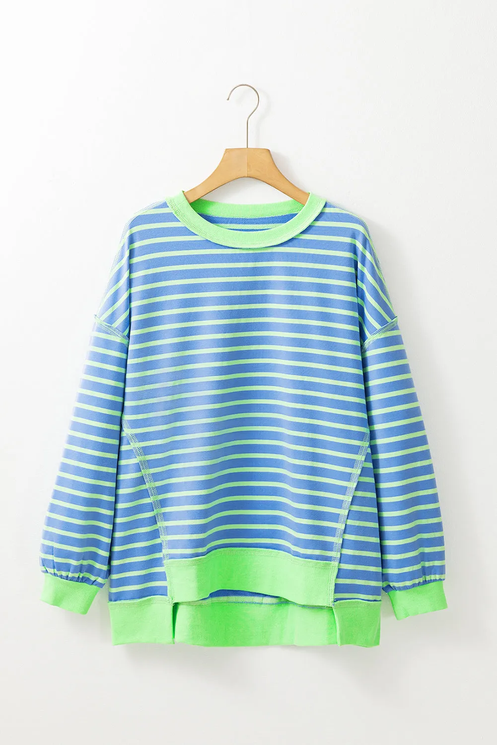Contrast Trim High Low Pullover Tunic Sweatshirt