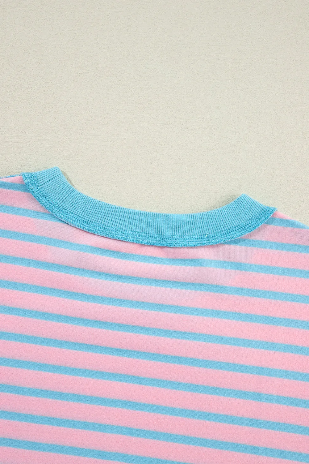 Contrast Trim High Low Pullover Tunic Sweatshirt
