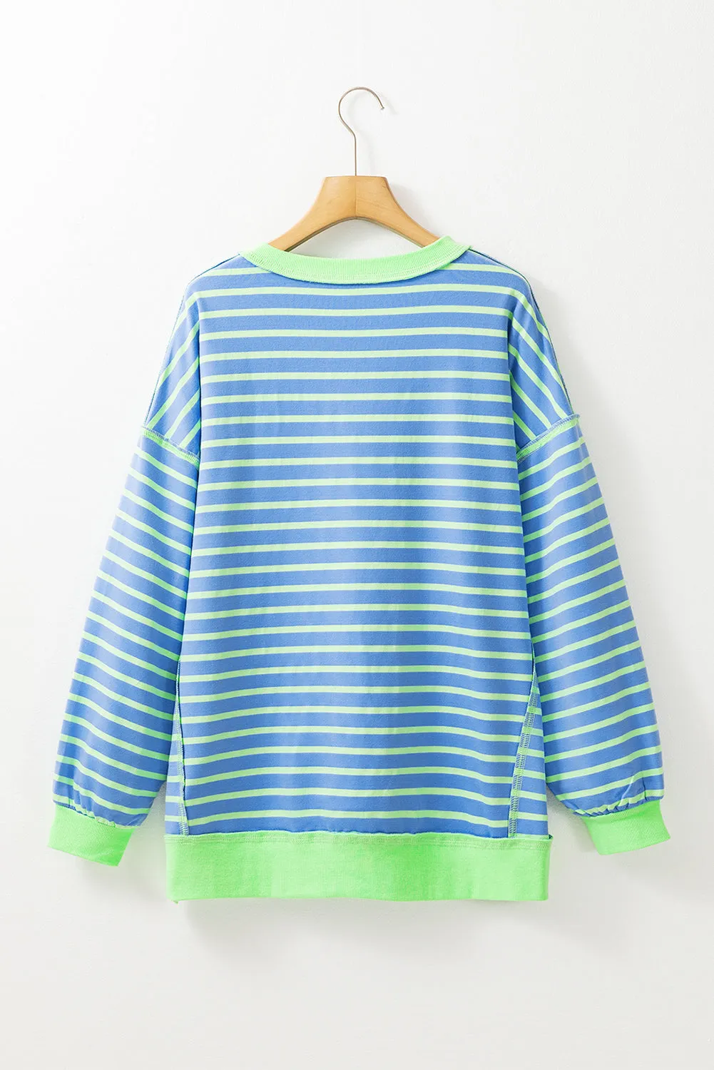 Contrast Trim High Low Pullover Tunic Sweatshirt