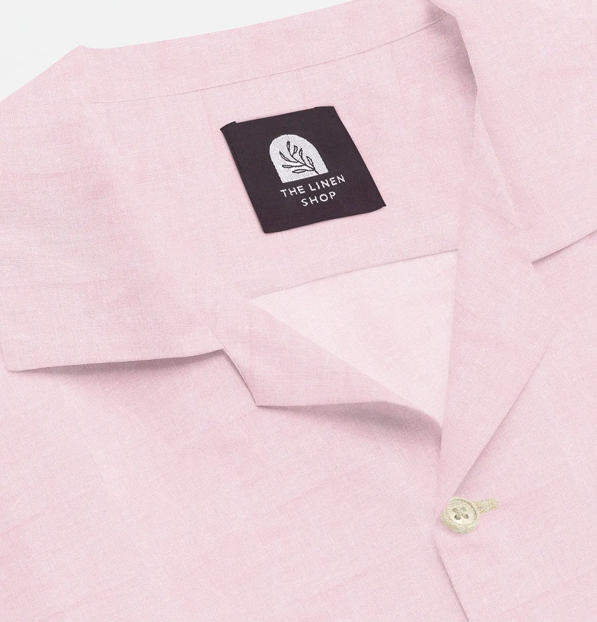 Cotton Linen - Camp Collar - Short Sleeve - Light Pink