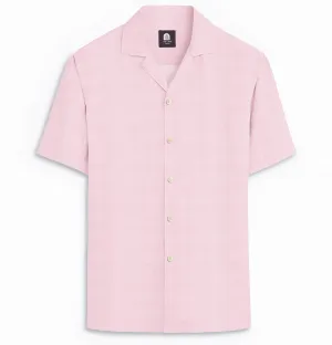 Cotton Linen - Camp Collar - Short Sleeve - Light Pink
