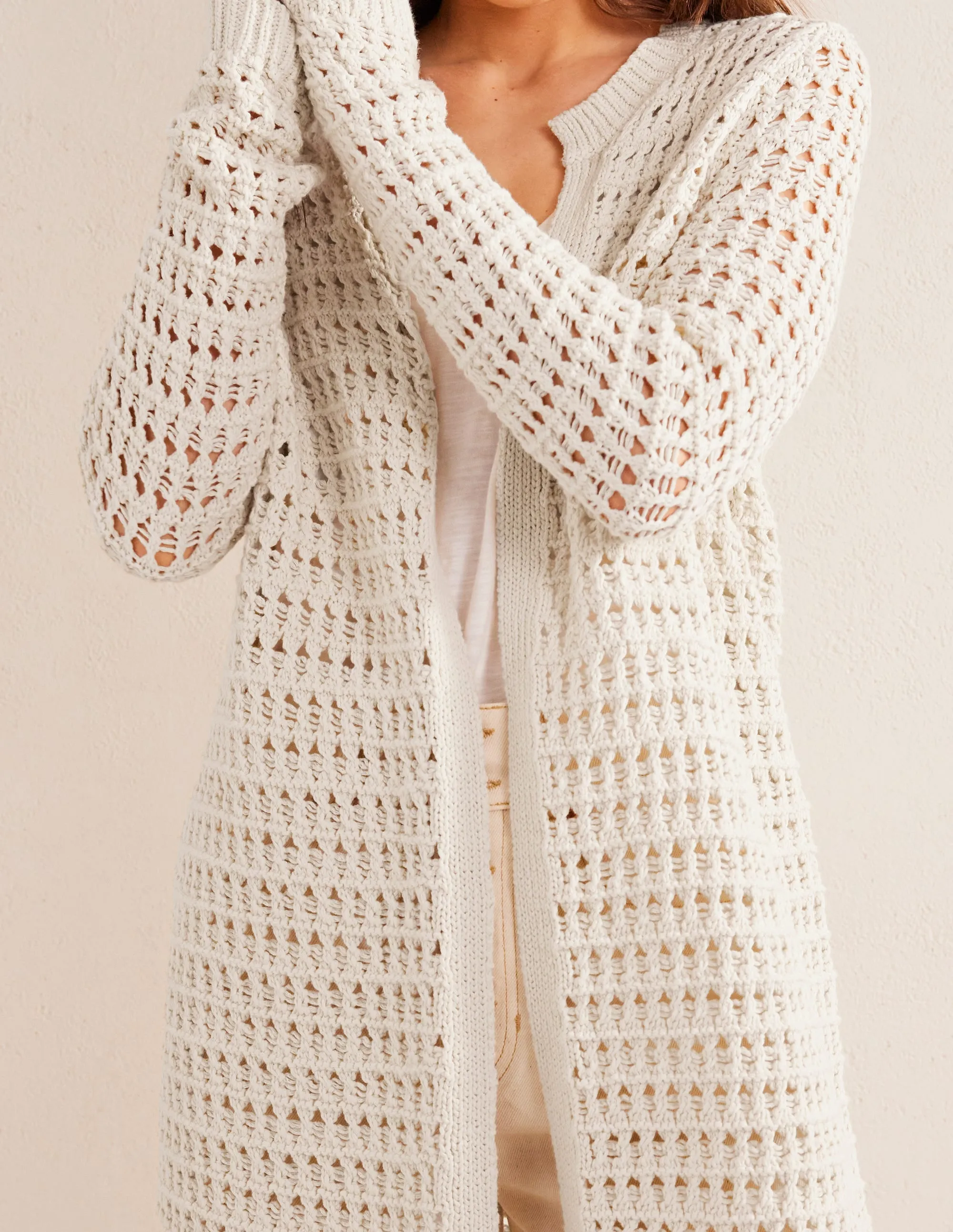 Crochet Coatigan-Warm Ivory