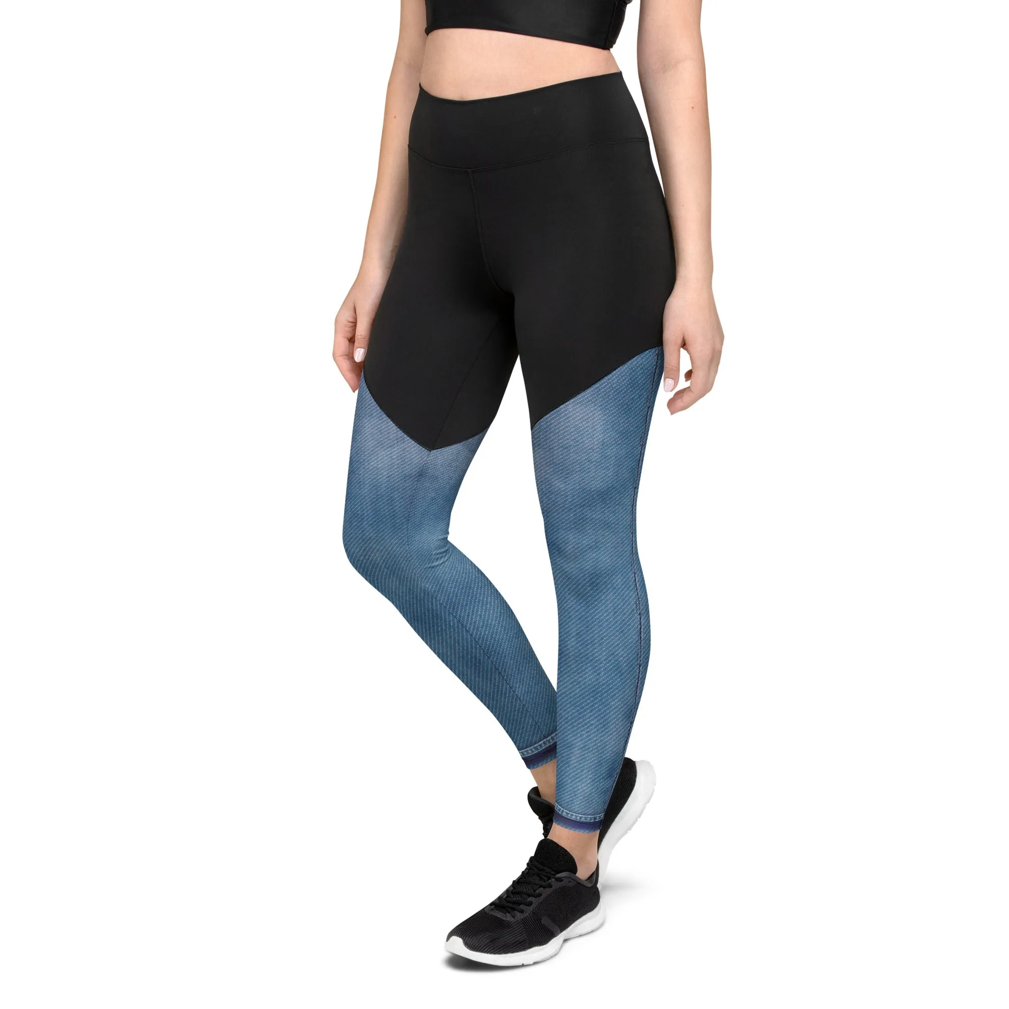 Denim Jeans Print Compression Leggings