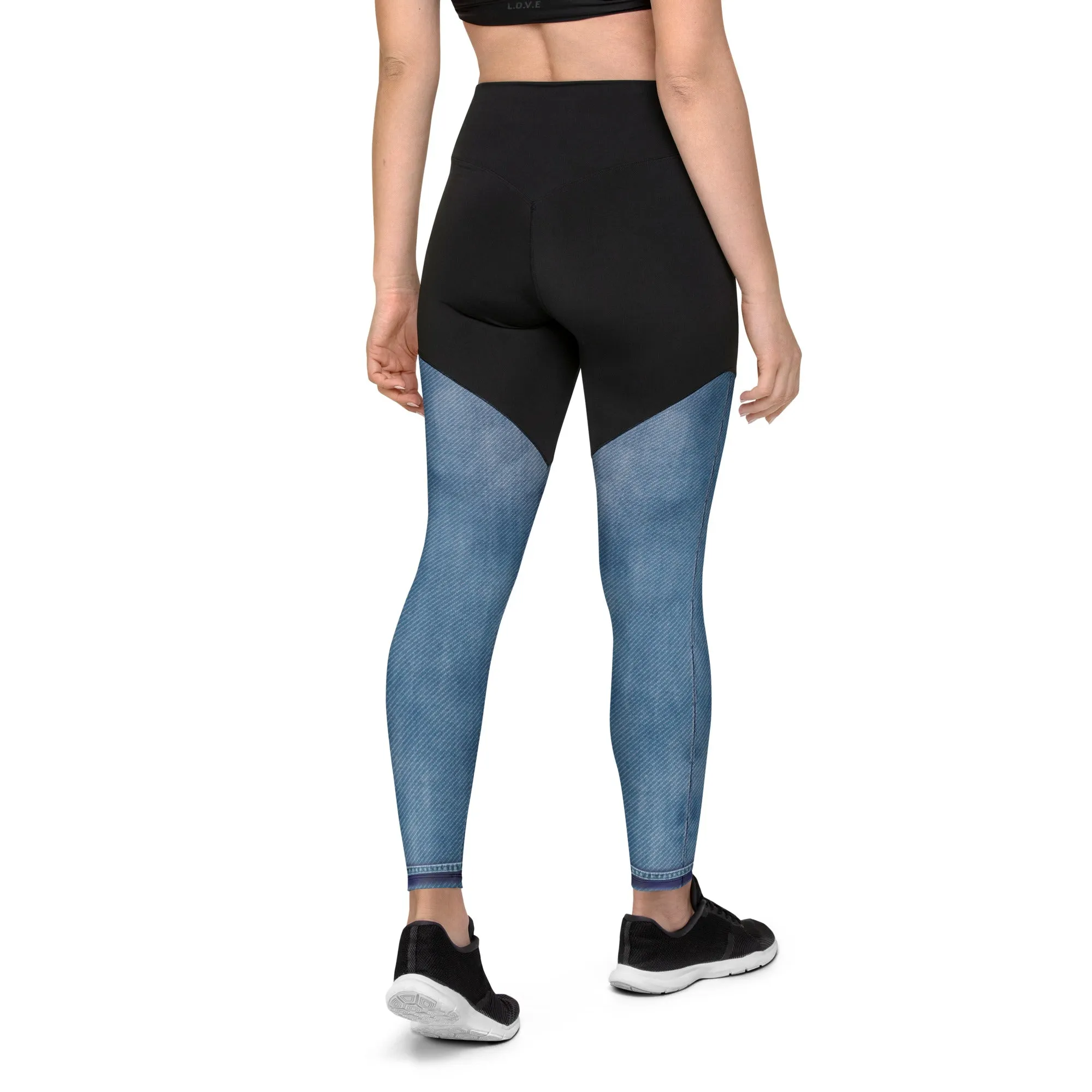 Denim Jeans Print Compression Leggings