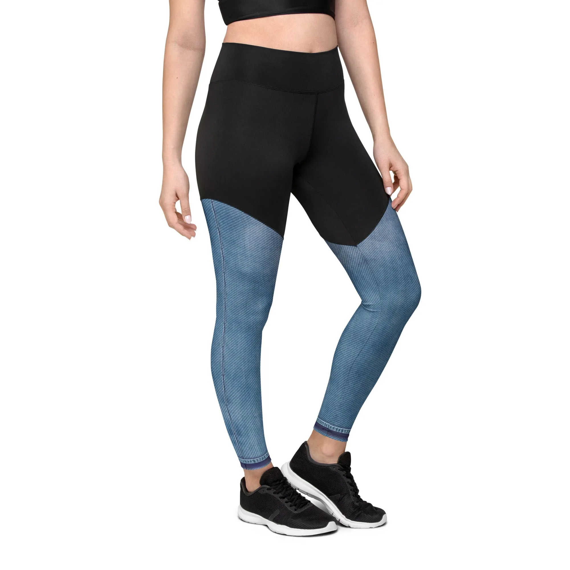 Denim Jeans Print Compression Leggings