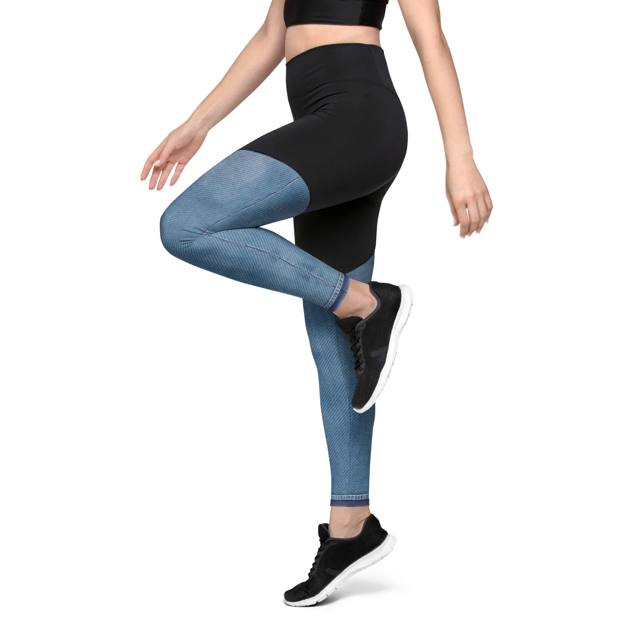 Denim Jeans Print Compression Leggings
