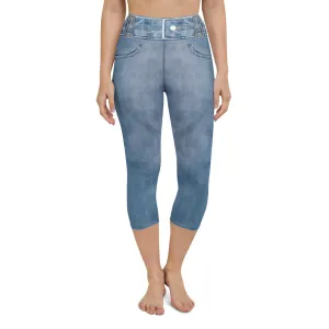 Denim Jeans Print Yoga Capris