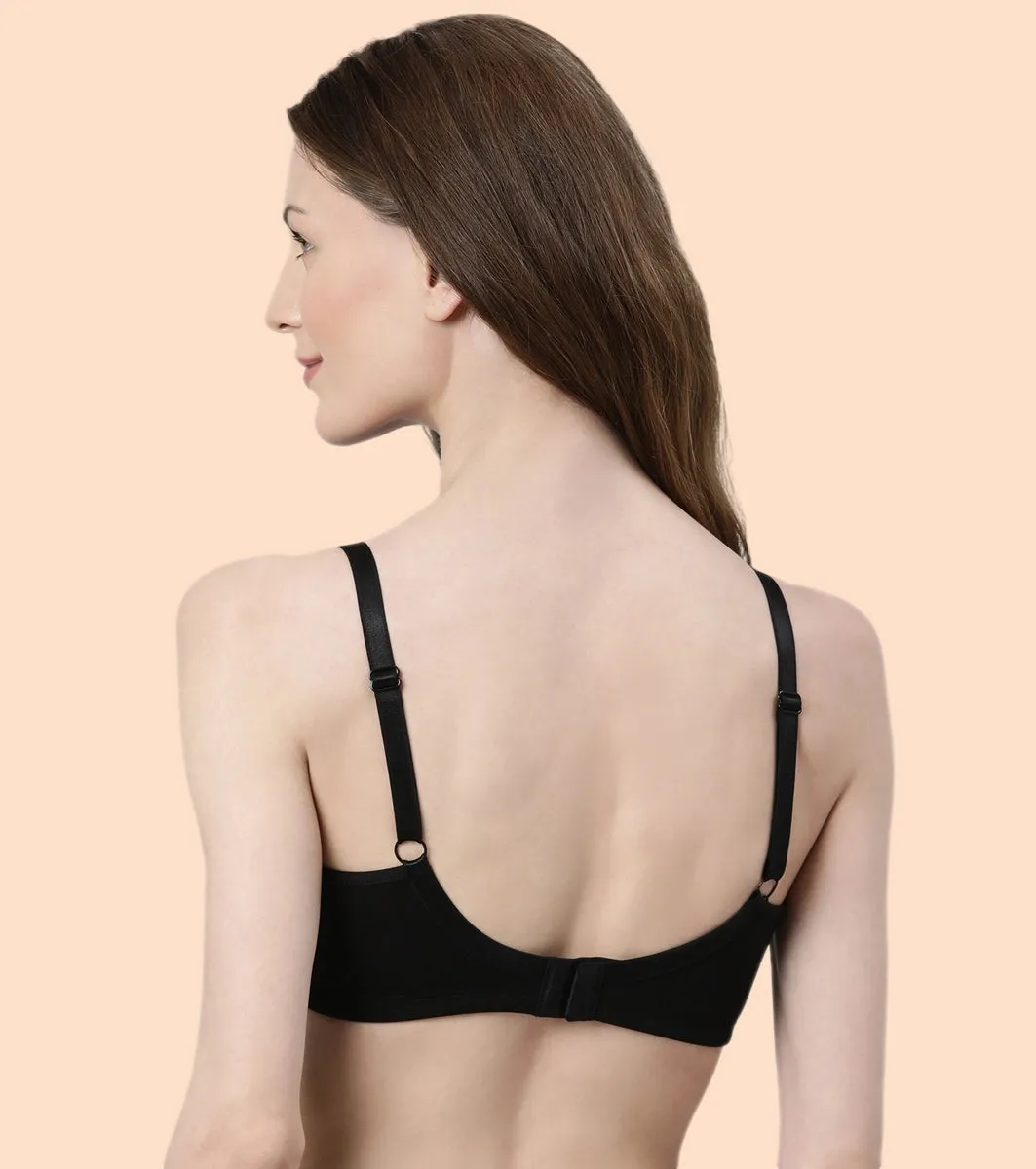 Enamor BambooBliss A076 Ultimate Softness Innovation Bamboo Cotton Lounge Slip-on T-shirt Bra for Women with Removable Pads- High Coverage, Padded and Wirefree