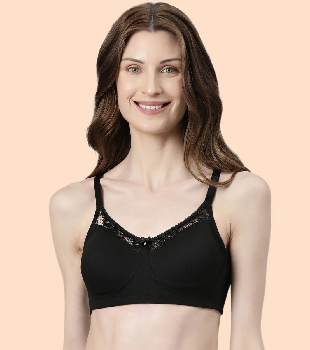 Enamor BambooBliss A076 Ultimate Softness Innovation Bamboo Cotton Lounge Slip-on T-shirt Bra for Women with Removable Pads- High Coverage, Padded and Wirefree