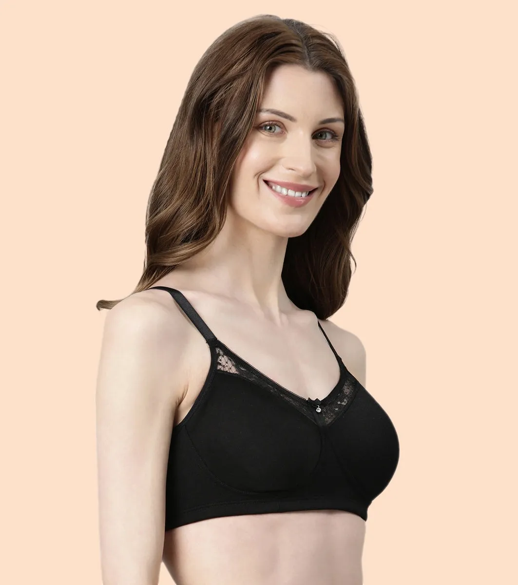 Enamor BambooBliss A076 Ultimate Softness Innovation Bamboo Cotton Lounge Slip-on T-shirt Bra for Women with Removable Pads- High Coverage, Padded and Wirefree