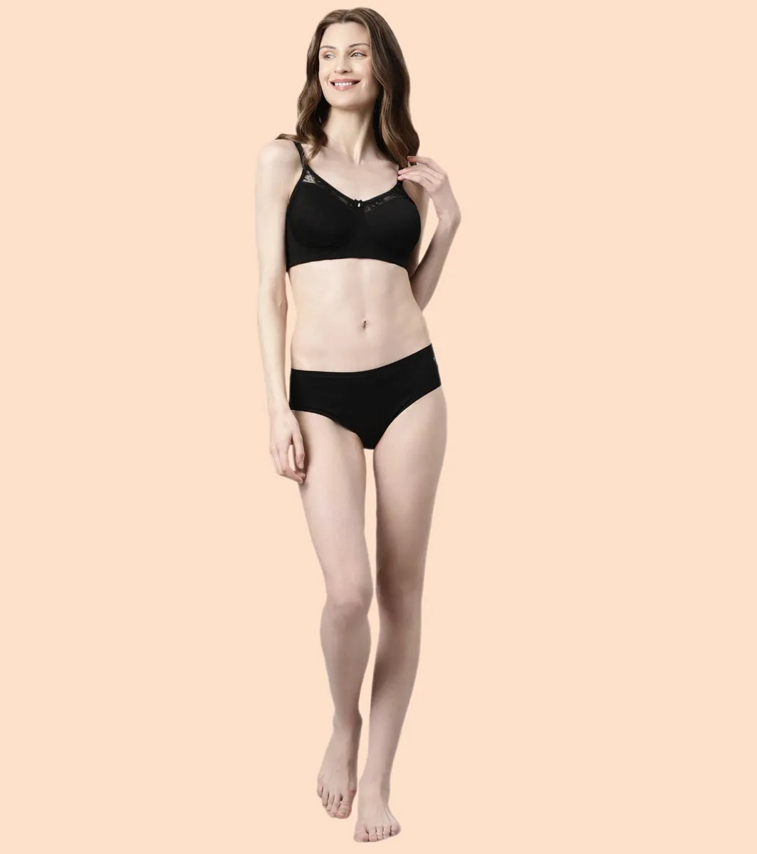 Enamor BambooBliss A076 Ultimate Softness Innovation Bamboo Cotton Lounge Slip-on T-shirt Bra for Women with Removable Pads- High Coverage, Padded and Wirefree