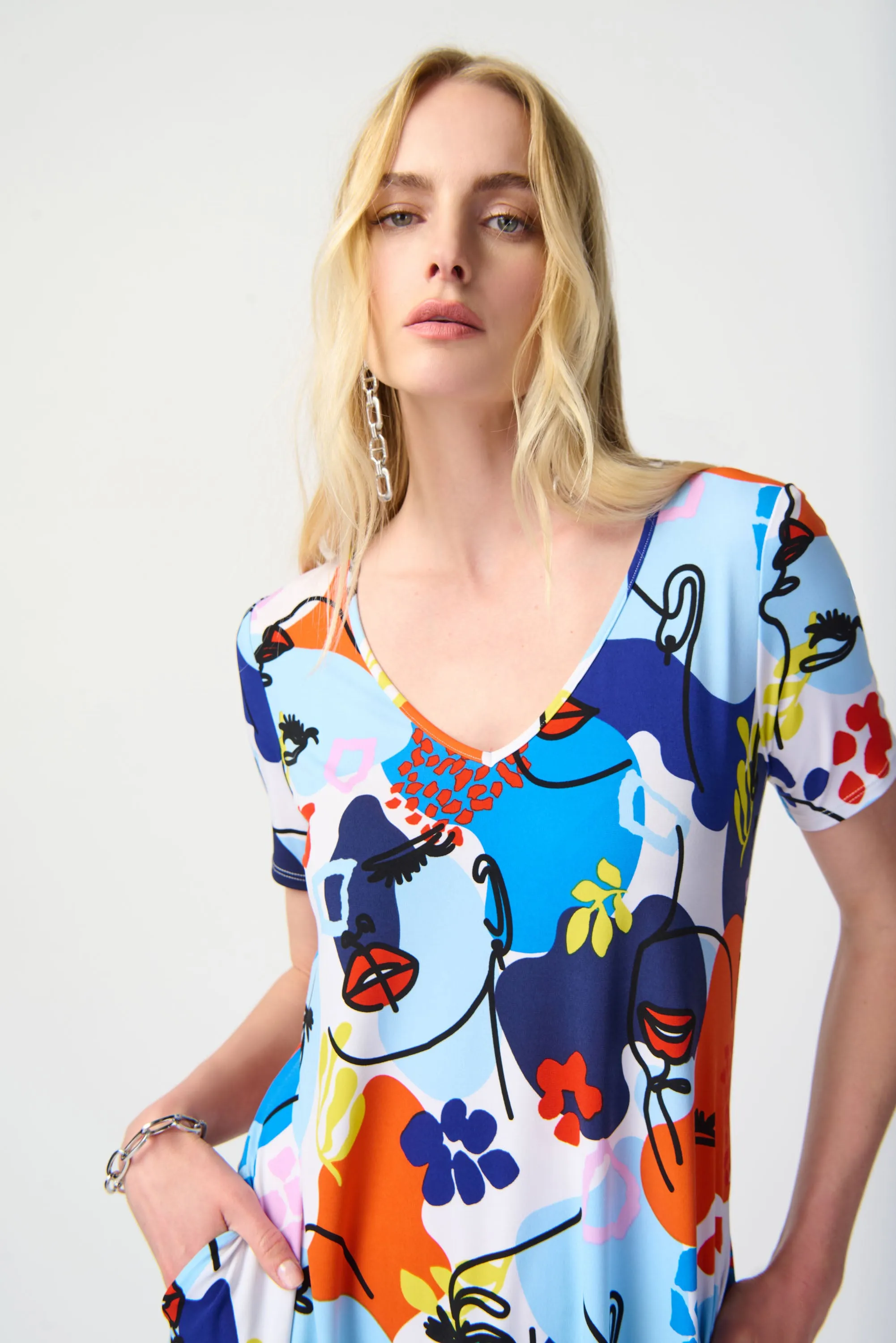 FACE PRINT A-LINE DRESS