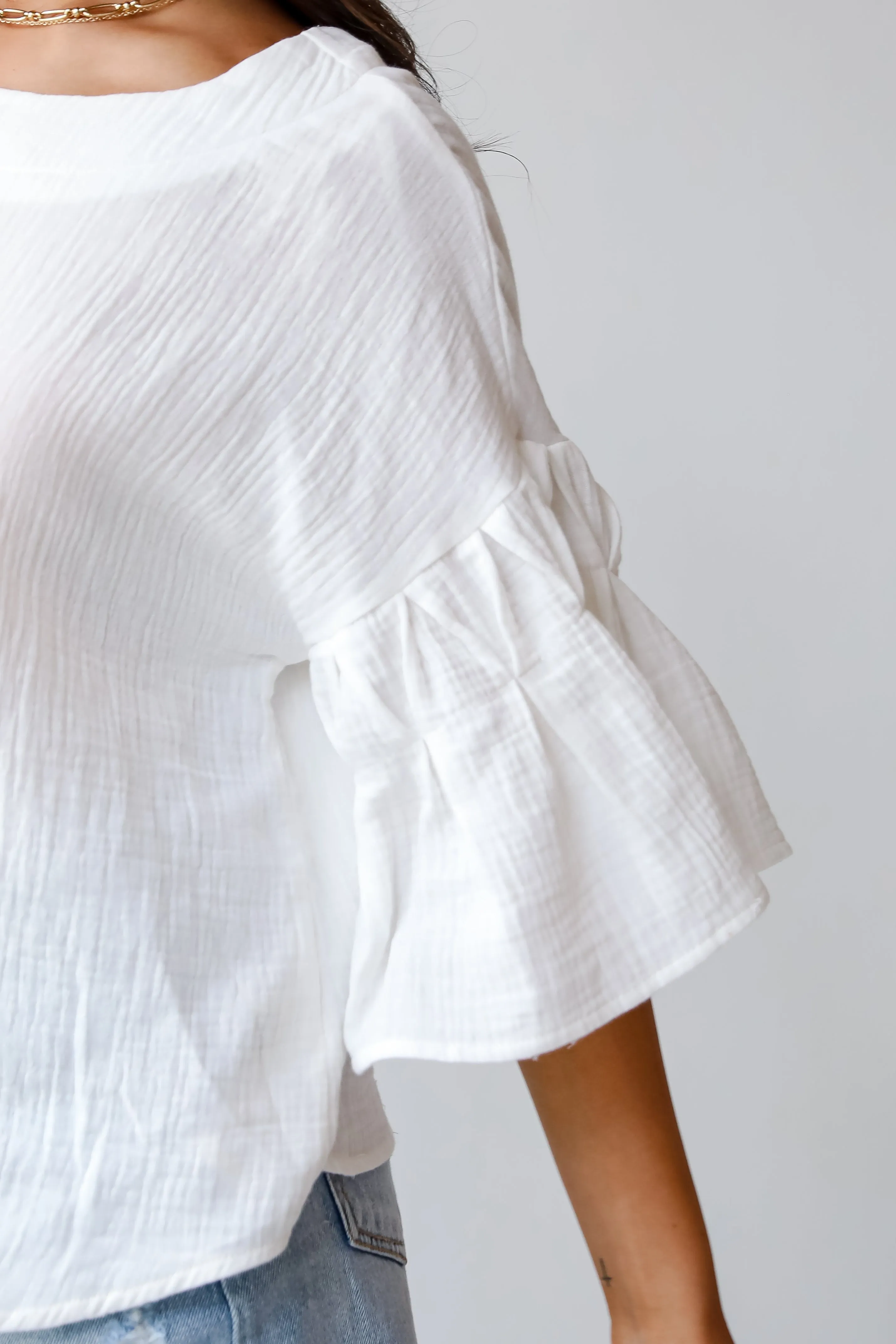 FINAL SALE - Bright Affection White Linen Blouse - DU DEAL