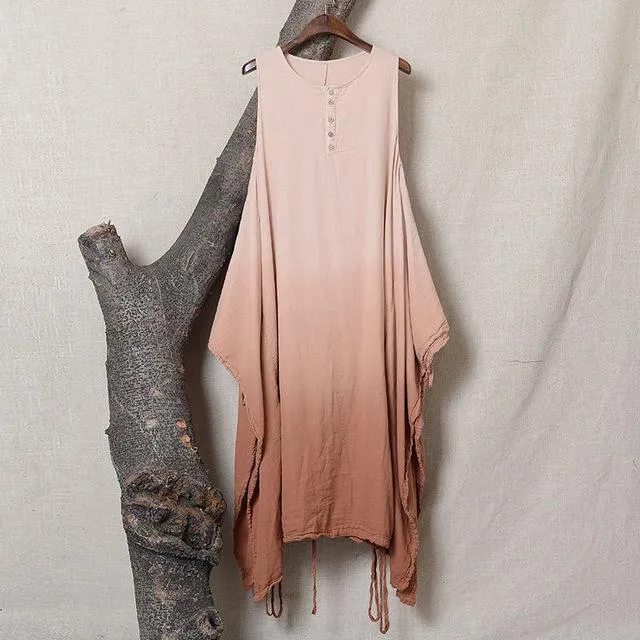 Gradient and Vibrant Linen Maxi Dress | Hippie