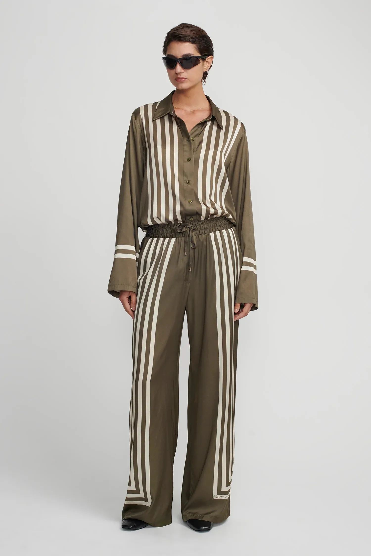 HANSEN & GRETEL - Empress Pant - Moss Stripe