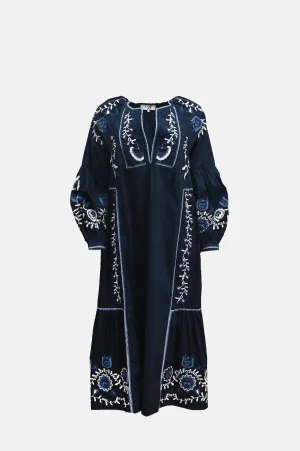 Inga Embroidery L/Slv Dress Navy
