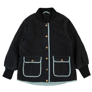 jacket tone on tone trim bomber style - black stne wsh dnm