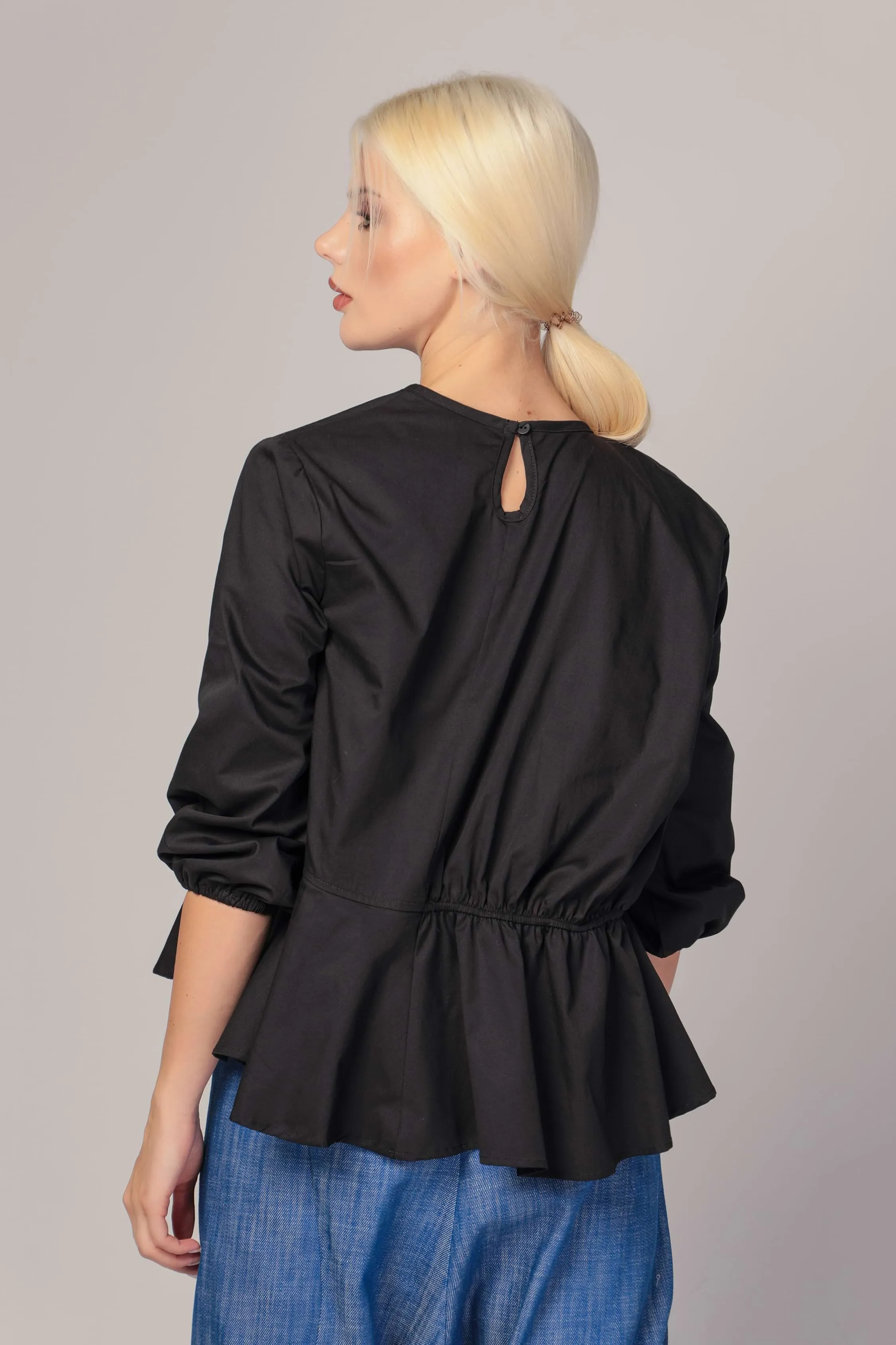 KIERA - Flared poplin tunic blouse