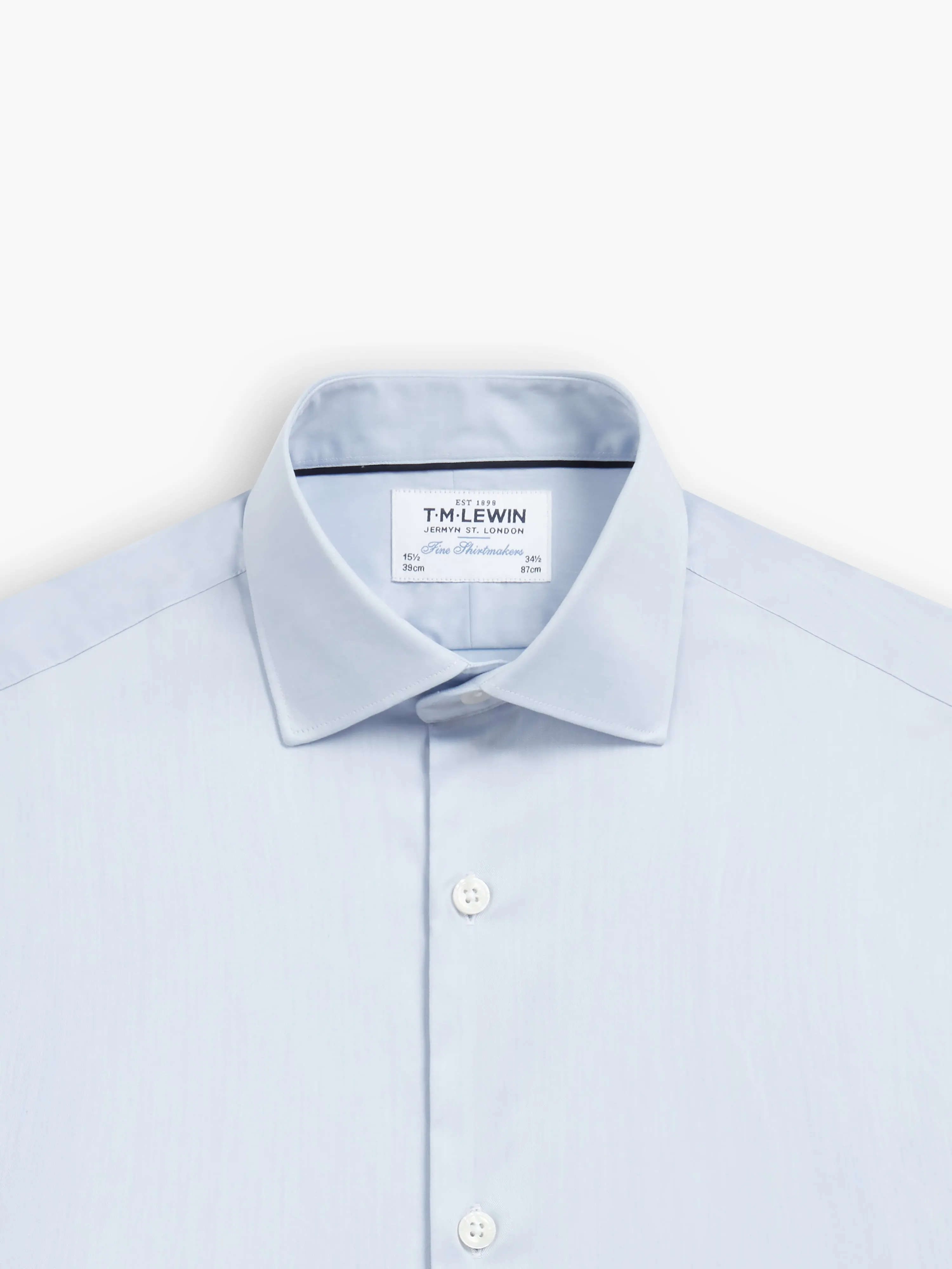 Light Blue Stretch Twill Super Fitted Double Cuff Classic Collar Shirt