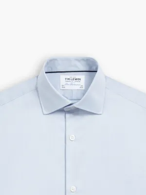 Light Blue Stretch Twill Super Fitted Double Cuff Classic Collar Shirt
