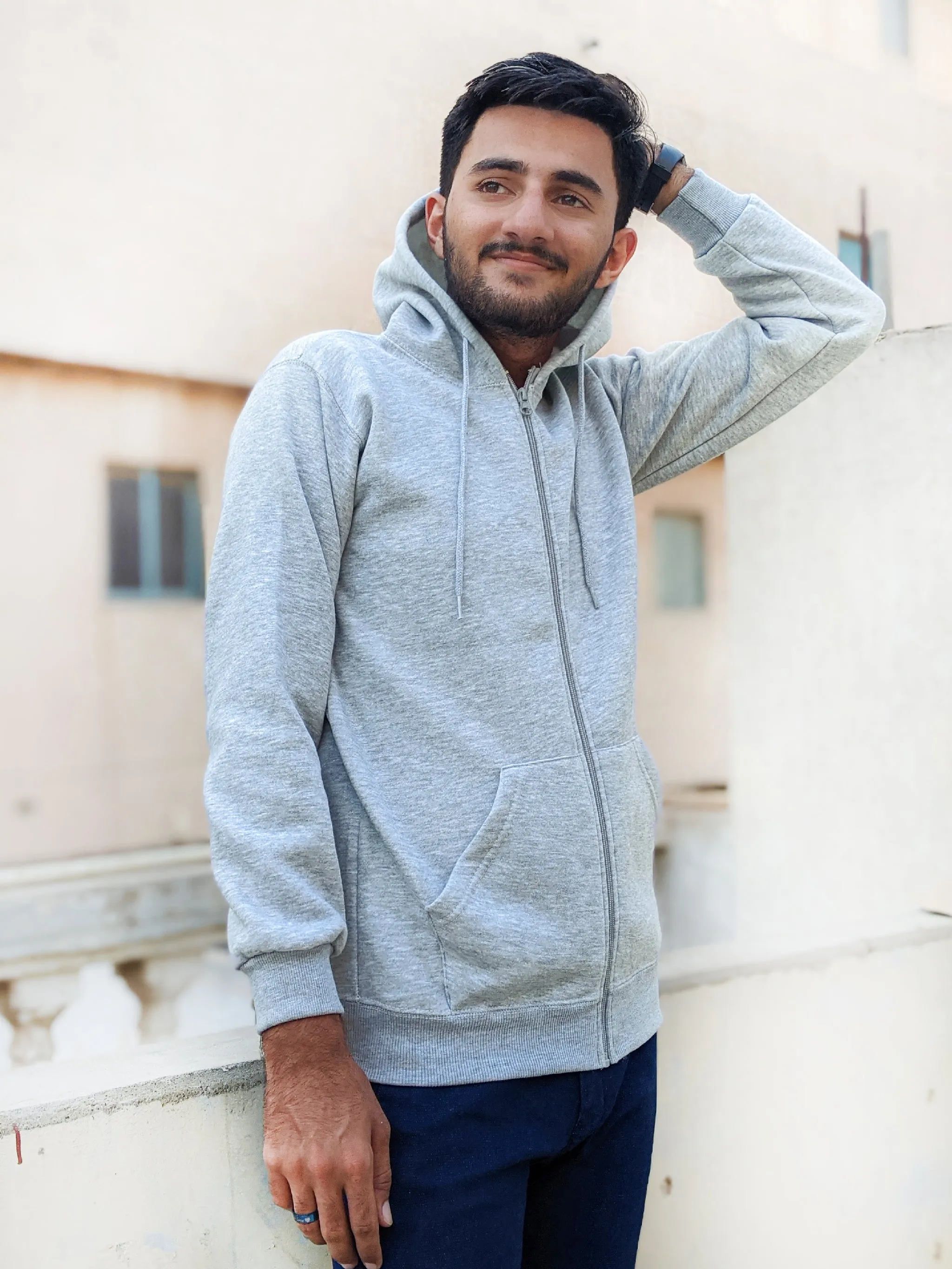 Light Grey Zipper Hoodie Unisex MM MH11