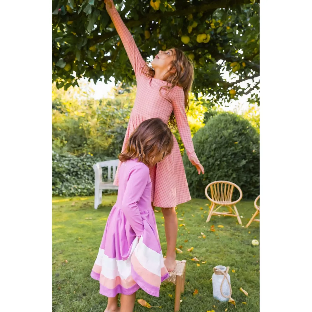 Long Sleeve Twirl Dress | Ombre - Mauve Rose Ombre