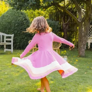 Long Sleeve Twirl Dress | Ombre - Mauve Rose Ombre