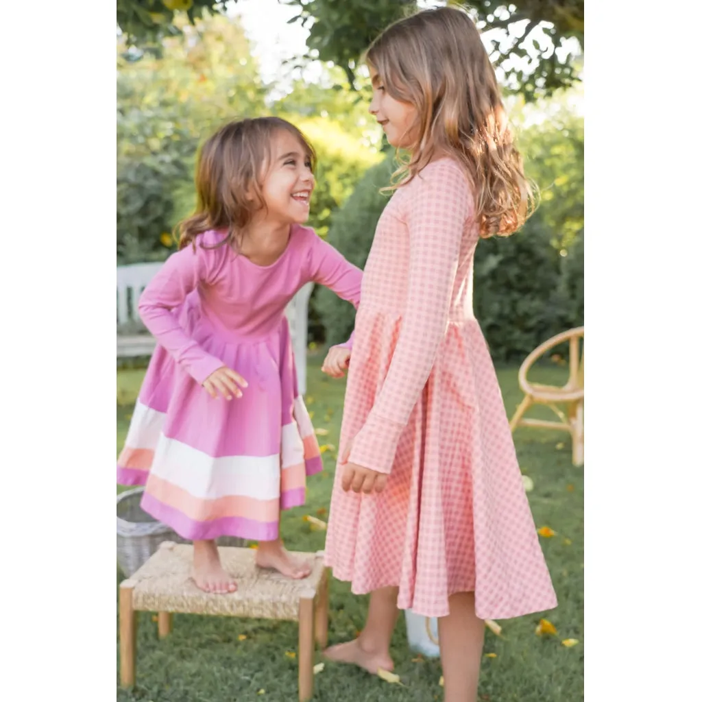 Long Sleeve Twirl Dress | Ombre - Mauve Rose Ombre