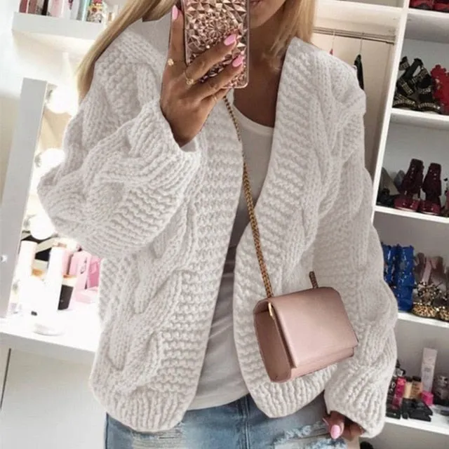 Macy Oversized Button Down Lantern Sleeve Cardigan