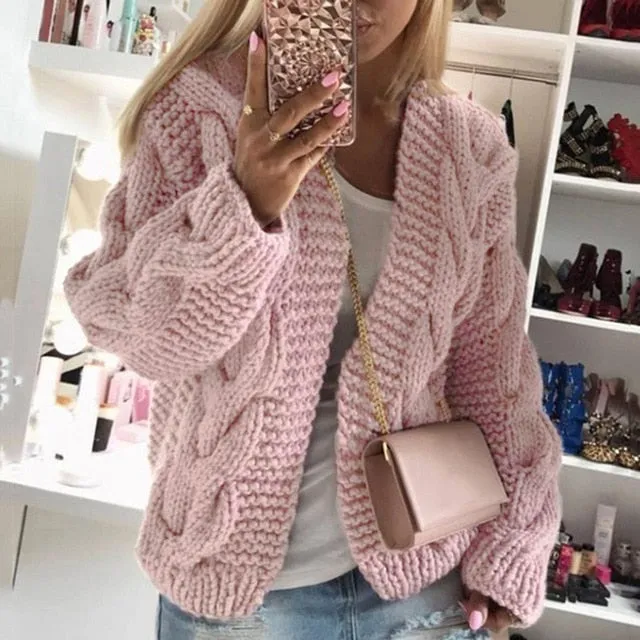 Macy Oversized Button Down Lantern Sleeve Cardigan